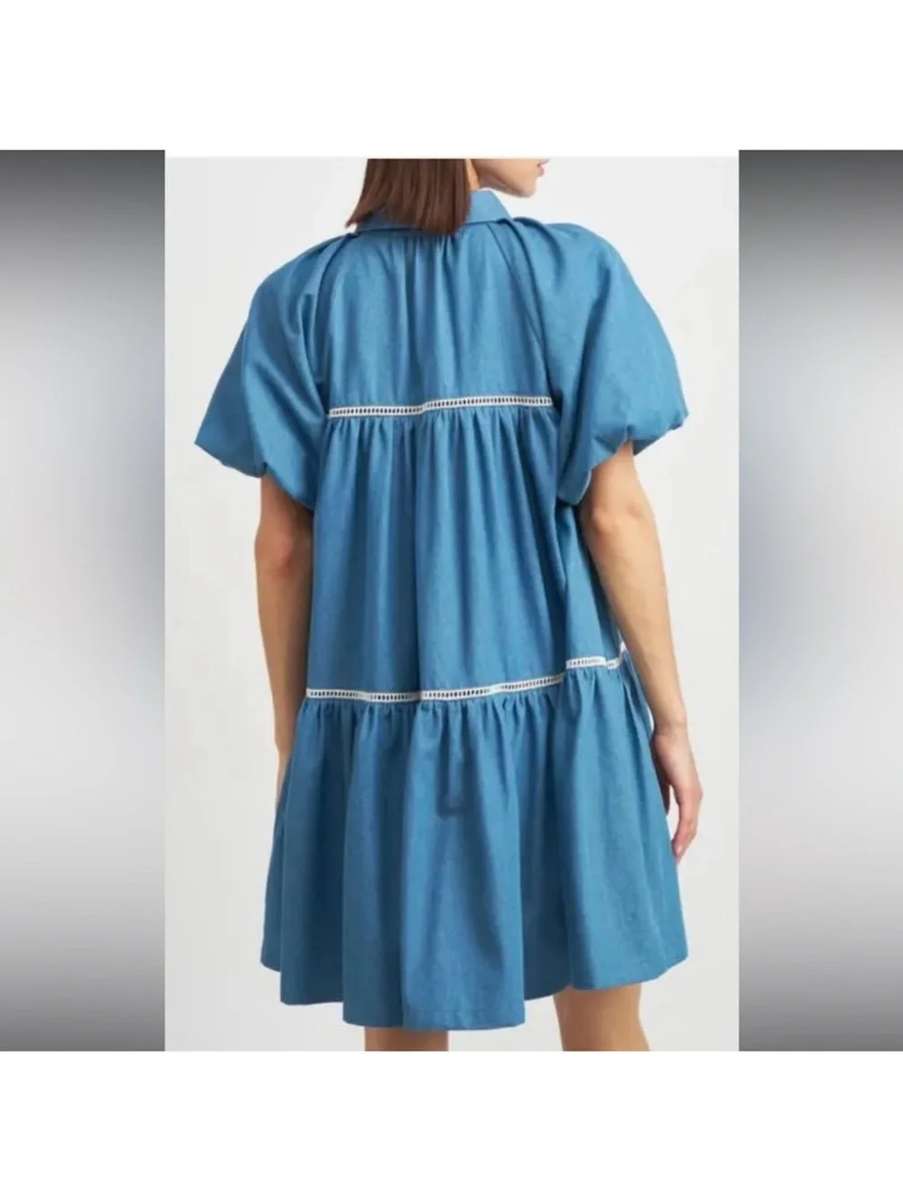 New EN SAISON NWOT Tiered Cotton Button- Down Dress - Picture 4 of 5